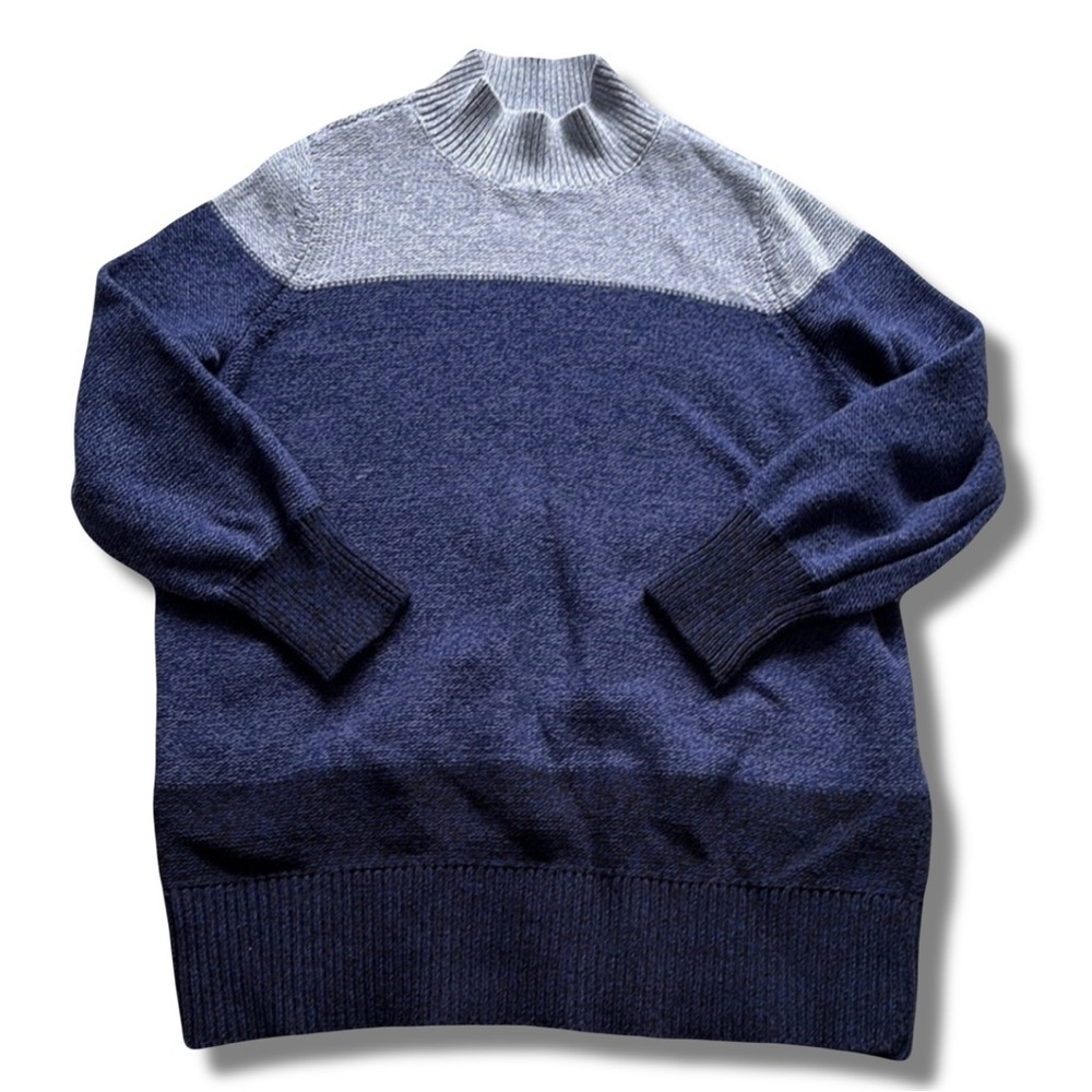 Penningtons 1X Plus Size 100% Cotton Colorblock Knit Sweater Blue Womens - Picture 2 of 9